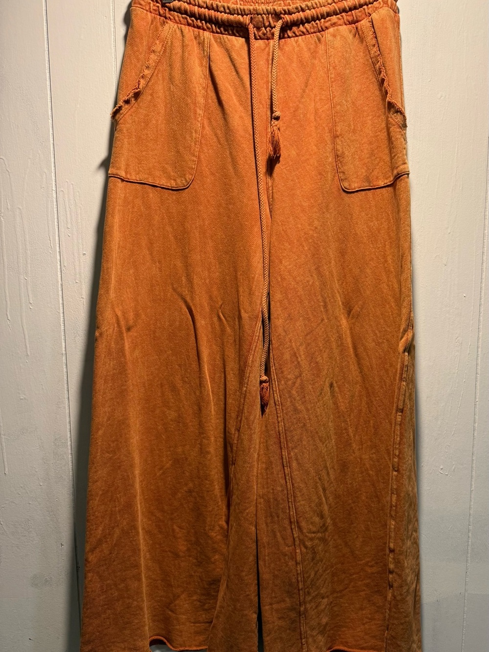 Relaxing Robin Wide-Leg Drawstring Pants - Rust Orange - Picture 3 of 6